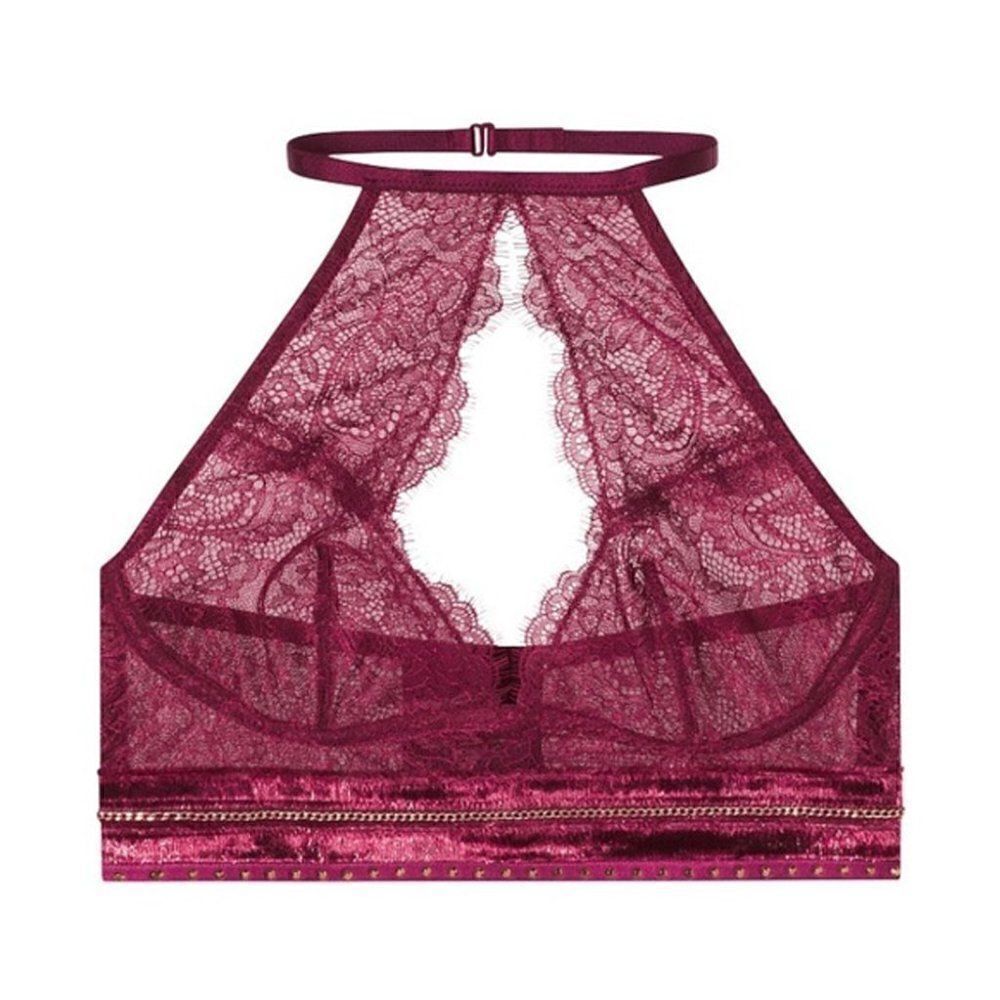 VS Very Sexy Black Orchid Eyelash Lace High Neck